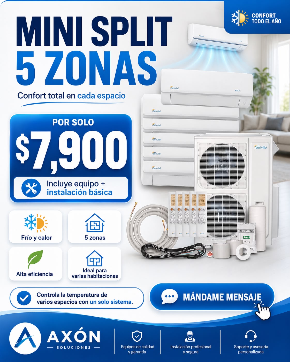 Mini Split 5 zonas instalado